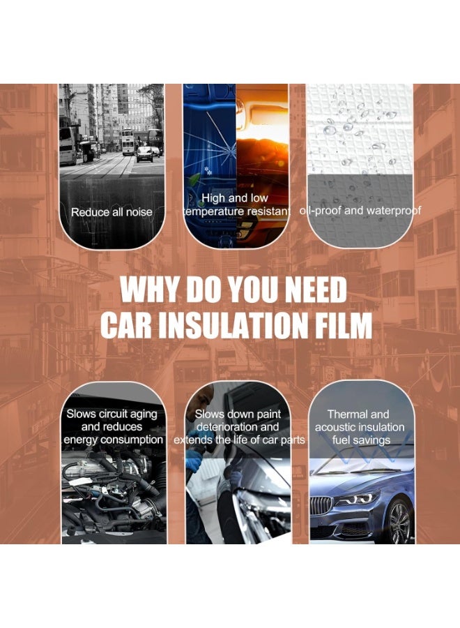 SRLIWHITE 15PCS Car Sound Deadening & Heat Insulation Mat, Aluminum Foil Automotive Noise & Vibration Dampener for Doors, Trunk, Hood & Roof, Self-Adhesive, Silver(25*18*0.5 cm) - Image 3